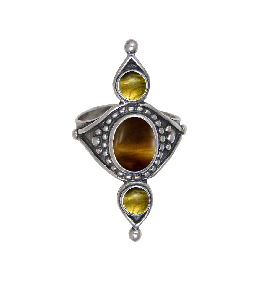 Sterling Silver Royal Ring With Tiger Eye Size 6